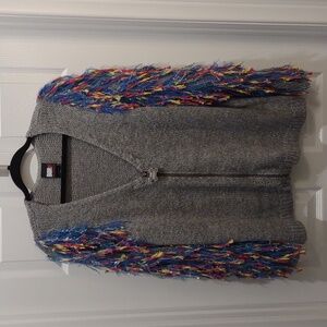 Torrid DC Comics Birds of Prey Harley Quinn Grey Crop Cardigan Size 1 Fringe